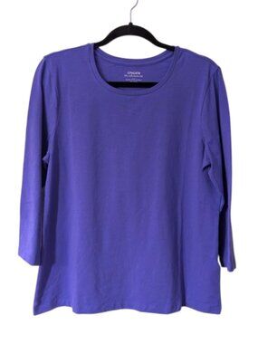 Chico's Pima Cotton Long Sleeve Crewneck Top Purple Blue Size 2 (L/12)